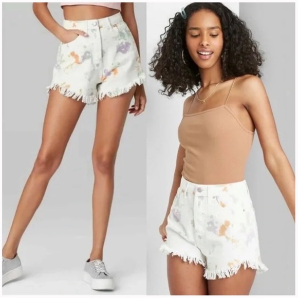Target Pants - Wild Fable Purple and White Jean Shorts with Distressed Hem